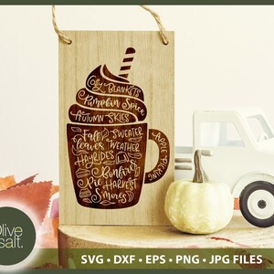 Pumpkin Spice SVG, Fall Sign SVG, Pumpkin Spice Latte, Fall Word Art, Pumpkin Spice Sublimation, Autumn cut file, Coffee svg, Harvest SVG image 2