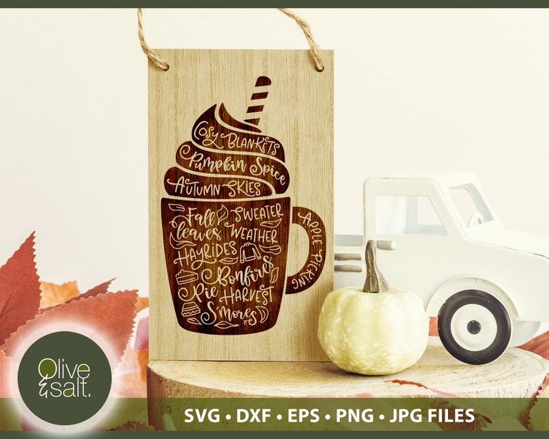 Pumpkin Spice SVG, Fall Sign SVG, Pumpkin Spice Latte, Fall Word Art, Pumpkin Spice Sublimation, Autumn cut file, Coffee svg, Harvest SVG image 2