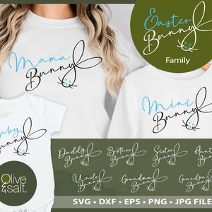 Lapin famille SVG, Pâques famille chemise SVG, lapin famille SVG, maman lapin svg, Mini lapin svg, bébé lapin SVG, Pâques correspondant t-shirt SVG