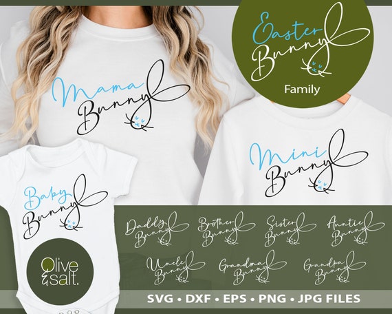 Bunny Family SVG, Easter Family Shirt SVG, Bunny Family SVGs, Mama Bunny svg, Mini Bunny svg, Baby Bunny SVG, Easter matching t-shirt SVGs