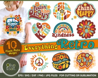Pakiet Retro SVG, Pakiet Retro Sublimacji, Retro SVG na koszulki, Pakiet Hippie SVG, Pakiet Trendy SVG, Boho retro SVG, popularny SVG