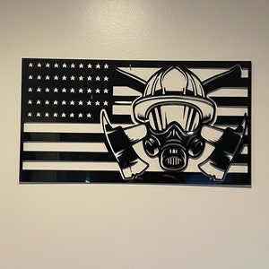 Acrylic Laser Cut Firefighter American Flag Volunteer Fire Academy Thin Red Line First In Last Out First Responder EMT EMS Sign