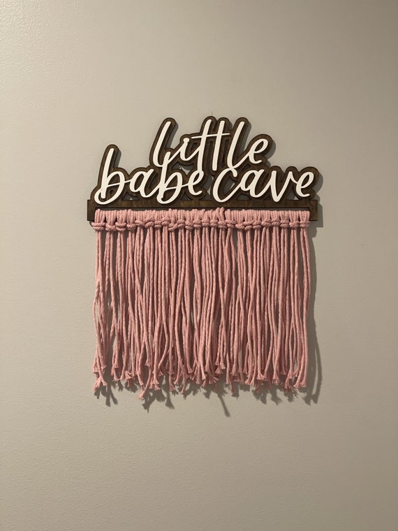 Little Babe Cave Acrylic and Baltic Birch Wood Macrame Sign