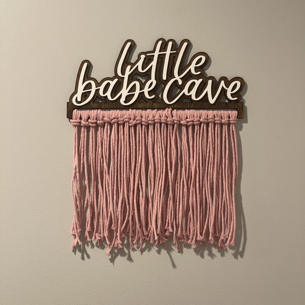 Little Babe Cave Acrylic and Baltic Birch Wood Macrame Sign