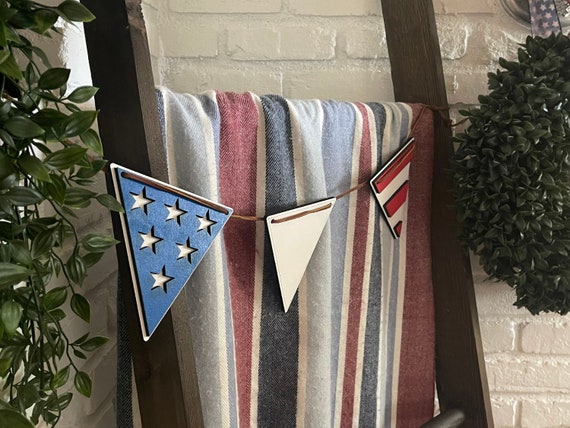 1/8" Patriotic American 4th of July Banner Hand-painted Birch