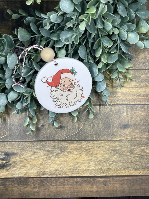 Ceramic Santa rustic Christmas ornament holiday tree decor
