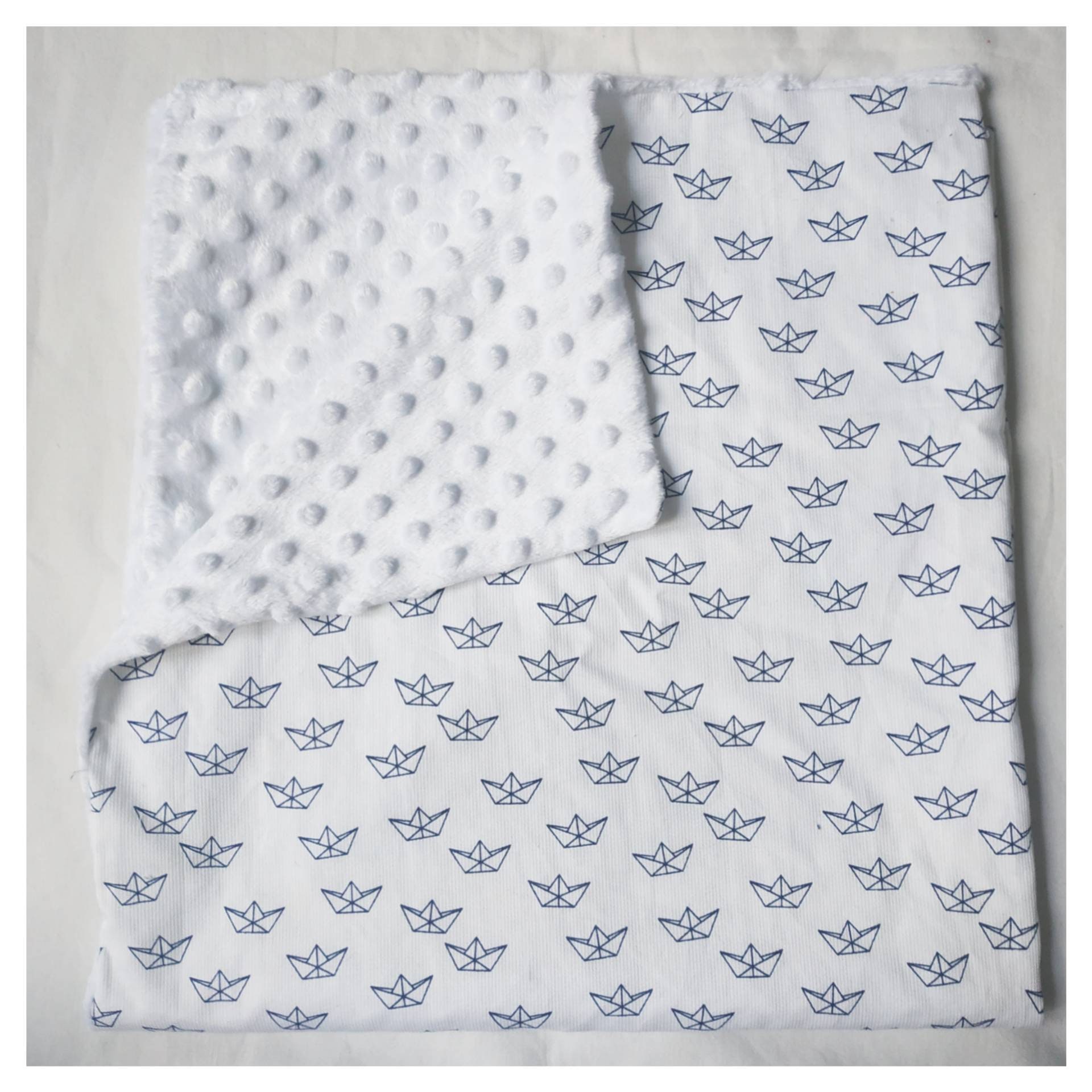 Couverture Printemps Été Pour Bébé Douce Minky Bateau Origami