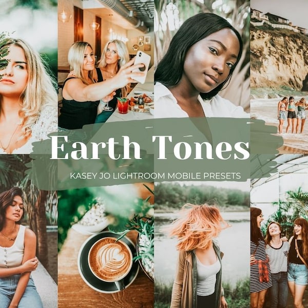 5 Earth Tones Mobile Lightroom Presets, Green Natural Photo Editing Filter for Lifestyle Blogger Instagram Influencer, Rich Beige