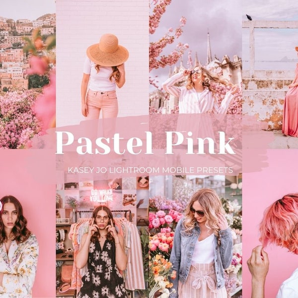 5 Pastel Pink Mobile Lightroom Presets, Dreamy Pastel Photo Filter for Influencer, Bright Airy Clean Instagram Blogger Preset