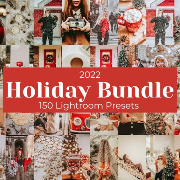 150 Christmas Presets Bundle, Lightroom Desktop and Mobile Presets, Warm Winter Tones Photo Editing Pack, Airy Holiday Filter for Bloggers