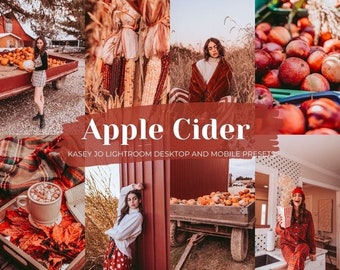 10 Desktop and Mobile Fall Lightroom Preset Apple Cider, Warm Red Tone Photo Editing, Holiday Instagram Outdoor Filter for Bloggers