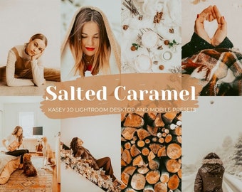 10 Salted Caramel Desktop & Mobile Lightroom Presets, Christmas Winter Holiday Preset for Instagram Blogger, Outdoor Natural Warm Filter