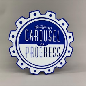 Grande plaque Carousel of Progress - Design bicolore - décoration vintage inspirée de Disney