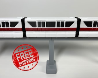 Monorail Display Train With Track and Pillars and Optional Spaceship Earth Expansion Loop!