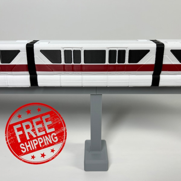 Monorail Display Train With Track and Pillars and Optional Spaceship Earth Expansion Loop!