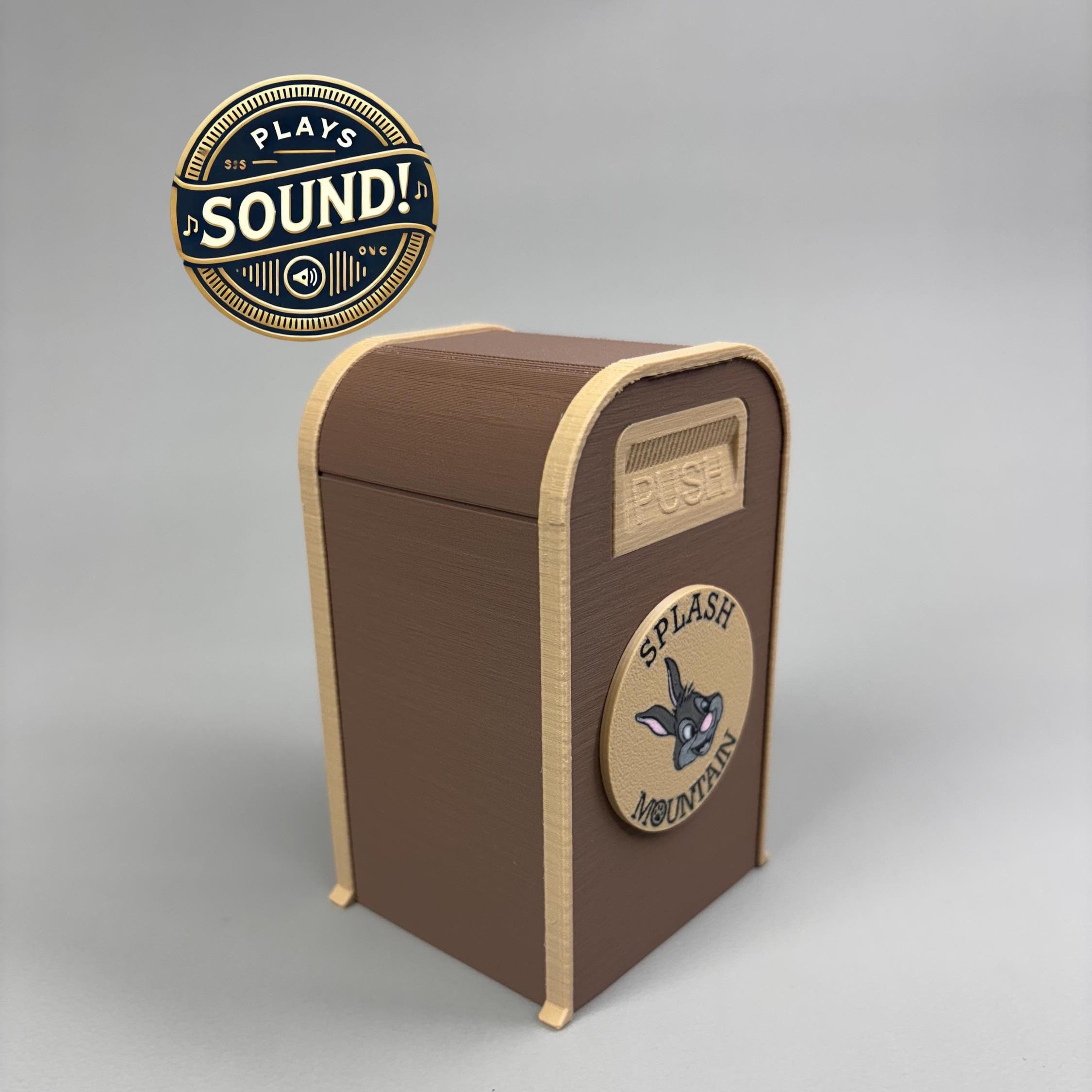 Splash Mountain Trash Can With Onboard Audio and Rechargeable