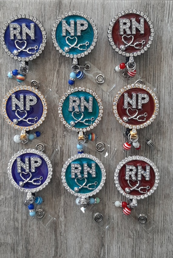 Rhinestone Lanyard With Badge Reel & Card Holder - Bling Crystal Necklace For ID & Keys