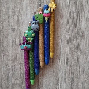 Refillable glitter charm epoxy pens