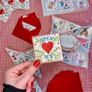 Porte-monnaie jeton d'amour victorien de la Saint-Valentin - Produit physique Aquarelle peinte à la main Carte de voeux Saint-Valentin Ruban coeur floral