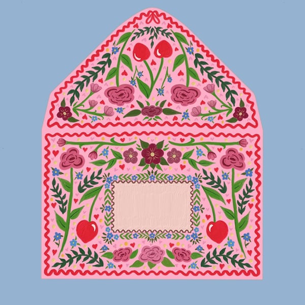 Enveloppe de jardin de cerisier d'art folklorique : motif floral imprimable (téléchargement numérique)