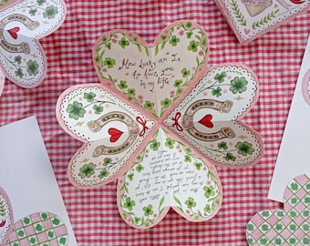 Victorian Heart Valentine Physical Hand Folded Origami Card