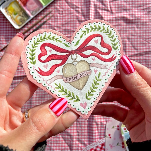 Modèle de carte en origami imprimable coeur Saint-Valentin victorien : téléchargement numérique