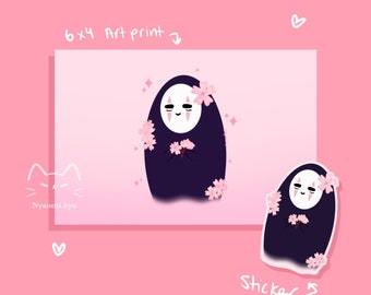 no face cherry blossom glossy 6x4 mini art print and or etsy