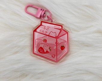 Strawberry Milk Keychain
