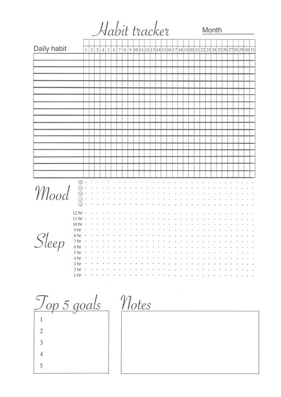 Digital Mood & Sleep Trackers Planner Inserts Printable Download Letter ...
