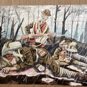 Over The Top! - World War 1 Illustrated art print A3