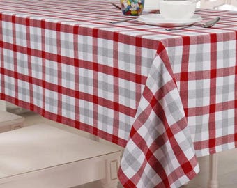 Cotton Heritage-tafelkleed, rode ruiten, grafische ruiten, gingangruiten, boerentafelkleed, eettafelhoes, Home & Living-kleding