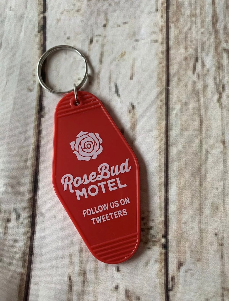 Rosebud motel hotel tag keyring keychain Etsy