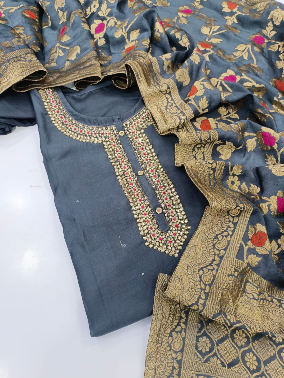 Silk Embroidered Banarasi Dupatta Stole Summer Wedding Dress - Etsy