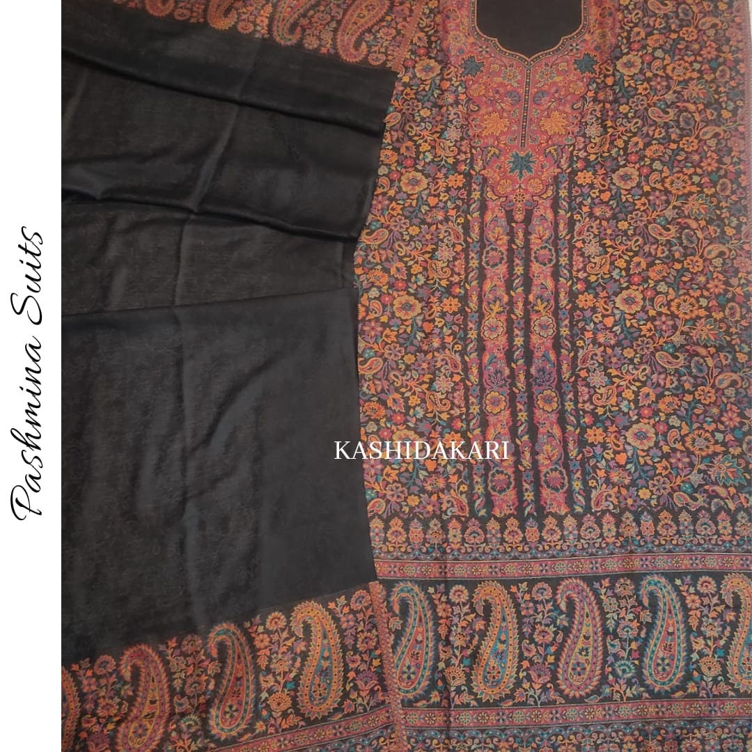Pure Woolen Pashmina Suit Teal - KhuranasMart.com