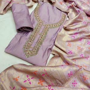 Wine Silk Straight Kurta Salwar Pant With Banarasi Dupatta