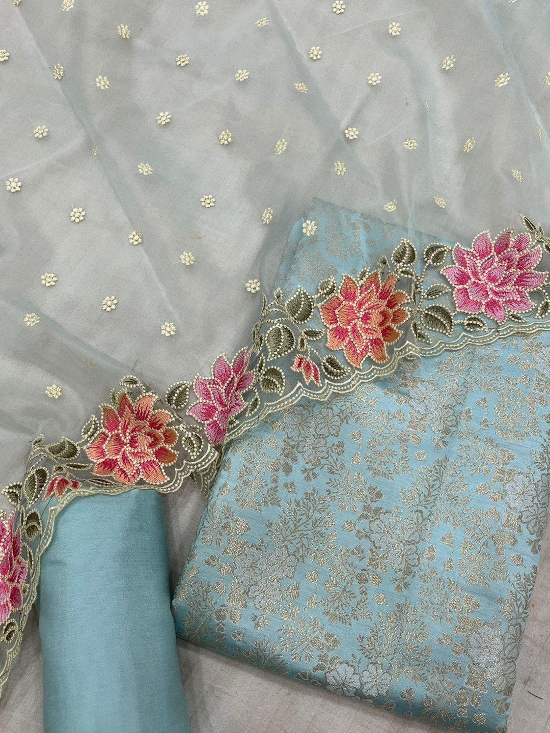 Golden Indo western Katan Stepal Brocade Silk Dhoti main image 1