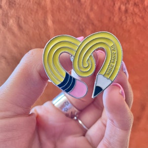 Heart Educator Pencil/Worm Enamel Pins for Fashion on Coats Jackets Backpacks Lapel Pins