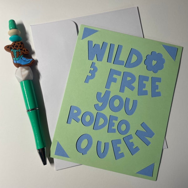 Yee-Haw Cowgirl Boots Tarjetas postales de felicitación (cumpleaños gal) Bolígrafo con cuentas a juego