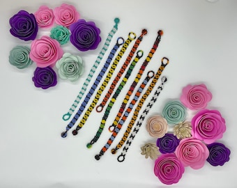 Colorful Handmade Huichol Pattern Flower Daisy Beaded Bracelets