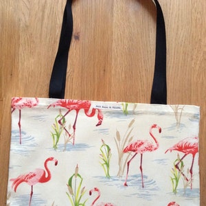 Flamingo Print Canvas Tote Bag. Canvas Bag. Re-useable Bag. Foldable Bag. Tote Bag. Handmade Tote Bag. Stylish Tote Bag. Handmade Bag.