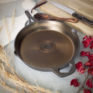 Backcountry Iron 14 Inch Cast Iron Wok With Flat Base and Handles 