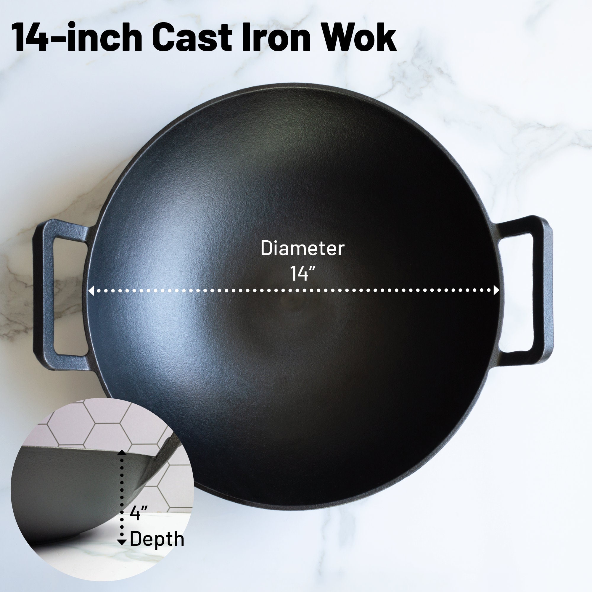 Lodge Cast Iron Wok, 14-Inch, Pre-Seasoned, P14W3