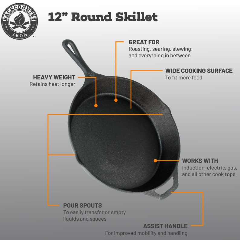 Backcountry Iron Round Preseasoned Cast Iron Skillets Etsy