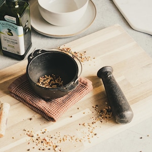 Backcountry Iron 4.75 inch Cast Iron Mortar and Pestle Set 2 Cup Spice Grinder