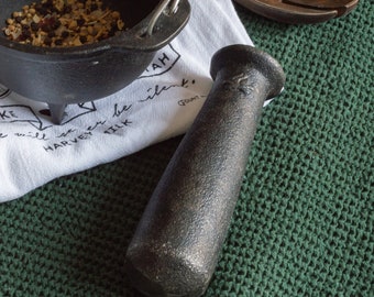 Backcountry Iron 6.25 Inch Heavy Cast Iron Pestle for Grinding and Pulverizing