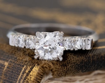 14K White Gold Anniversary Ring Round Cut Diamond Wedding Ring Moissanite Engagement Ring Anniversary Gift Promise Ring for Woman