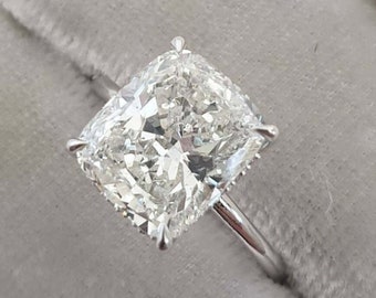 14K White Gold Anniversary Ring Cushion Diamond Wedding Ring Cushion Cut Moissanite Engagement Ring Anniversary Gift Promise Ring