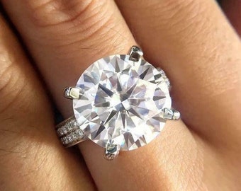 14K White Gold Anniversary Ring 5 CT Round Cut Moissanite Engagement Ring Diamond Wedding Ring Anniversary Gift for Her Promise Ring