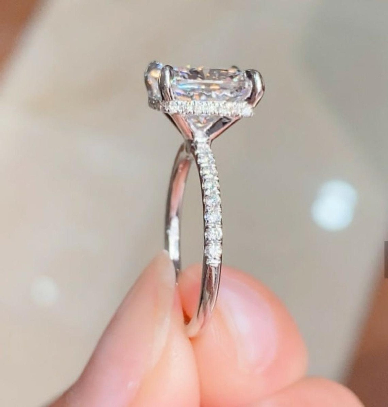 Cushion Engagement Ring Cushion Diamond Ring Moissanite Etsy