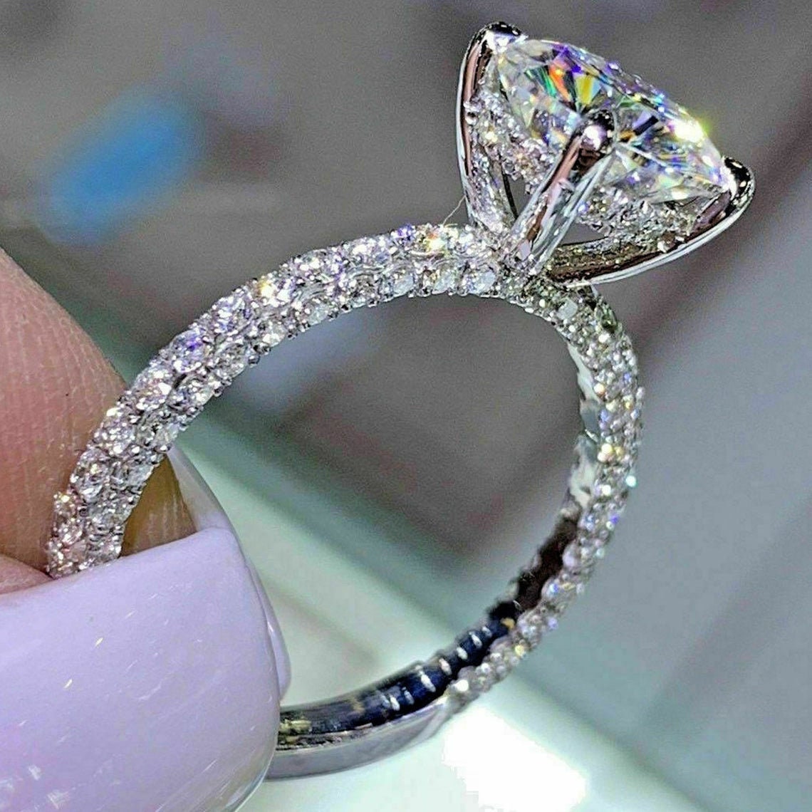 Anello Fidanzamento In Argento 925 Con Moissanite | Rosa/oro Bianco | Design Romantico E Minimalista - Foto 11